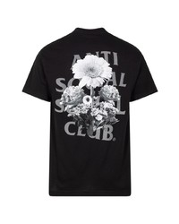 schwarzes bedrucktes T-Shirt mit einem Rundhalsausschnitt von Anti Social Social Club