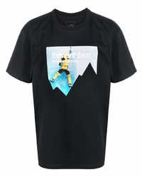 schwarzes bedrucktes T-Shirt mit einem Rundhalsausschnitt von The North Face