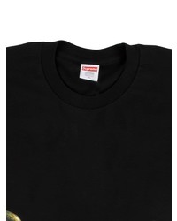 schwarzes bedrucktes T-Shirt mit einem Rundhalsausschnitt von Supreme