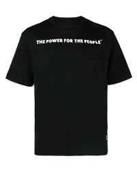 schwarzes bedrucktes T-Shirt mit einem Rundhalsausschnitt von The Power for the People