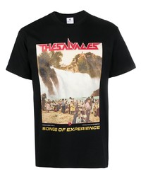 schwarzes bedrucktes T-Shirt mit einem Rundhalsausschnitt von The Salvages