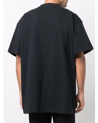 schwarzes bedrucktes T-Shirt mit einem Rundhalsausschnitt von Balenciaga