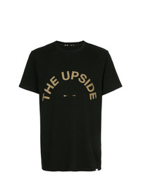 schwarzes bedrucktes T-Shirt mit einem Rundhalsausschnitt von The Upside