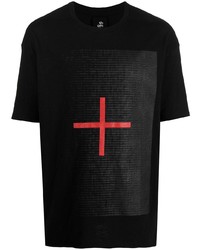 schwarzes bedrucktes T-Shirt mit einem Rundhalsausschnitt von Thom Krom