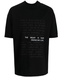 schwarzes bedrucktes T-Shirt mit einem Rundhalsausschnitt von Thom Krom