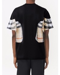 schwarzes bedrucktes T-Shirt mit einem Rundhalsausschnitt von Burberry