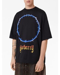 schwarzes bedrucktes T-Shirt mit einem Rundhalsausschnitt von Burberry