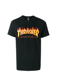 schwarzes bedrucktes T-Shirt mit einem Rundhalsausschnitt von Thrasher