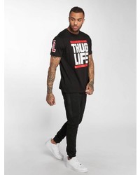 schwarzes bedrucktes T-Shirt mit einem Rundhalsausschnitt von Thug Life