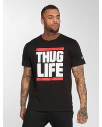 schwarzes bedrucktes T-Shirt mit einem Rundhalsausschnitt von Thug Life