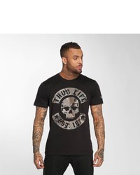 schwarzes bedrucktes T-Shirt mit einem Rundhalsausschnitt von Thug Life