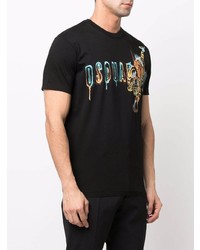 schwarzes bedrucktes T-Shirt mit einem Rundhalsausschnitt von DSQUARED2