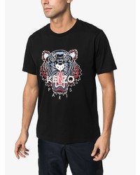 schwarzes bedrucktes T-Shirt mit einem Rundhalsausschnitt von Kenzo