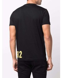 schwarzes bedrucktes T-Shirt mit einem Rundhalsausschnitt von DSQUARED2