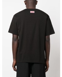 schwarzes bedrucktes T-Shirt mit einem Rundhalsausschnitt von Kenzo