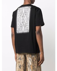 schwarzes bedrucktes T-Shirt mit einem Rundhalsausschnitt von Just Cavalli