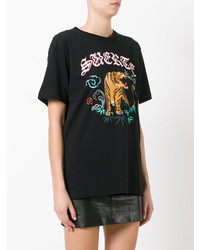 schwarzes bedrucktes T-Shirt mit einem Rundhalsausschnitt von Marcelo Burlon County of Milan