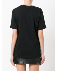 schwarzes bedrucktes T-Shirt mit einem Rundhalsausschnitt von Marcelo Burlon County of Milan