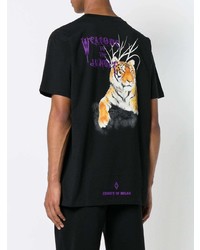 schwarzes bedrucktes T-Shirt mit einem Rundhalsausschnitt von Marcelo Burlon County of Milan