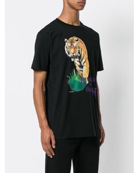 schwarzes bedrucktes T-Shirt mit einem Rundhalsausschnitt von Marcelo Burlon County of Milan