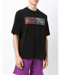 schwarzes bedrucktes T-Shirt mit einem Rundhalsausschnitt von Kenzo