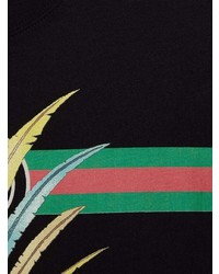 schwarzes bedrucktes T-Shirt mit einem Rundhalsausschnitt von Gucci