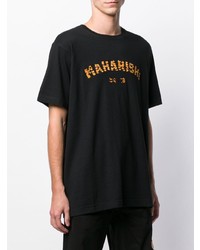 schwarzes bedrucktes T-Shirt mit einem Rundhalsausschnitt von Maharishi