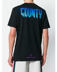 schwarzes bedrucktes T-Shirt mit einem Rundhalsausschnitt von Marcelo Burlon County of Milan