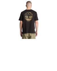 schwarzes bedrucktes T-Shirt mit einem Rundhalsausschnitt von Timberland