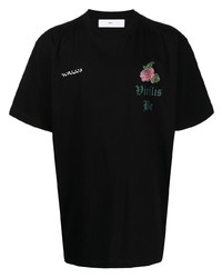 schwarzes bedrucktes T-Shirt mit einem Rundhalsausschnitt von Toga
