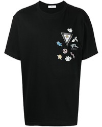schwarzes bedrucktes T-Shirt mit einem Rundhalsausschnitt von Toga