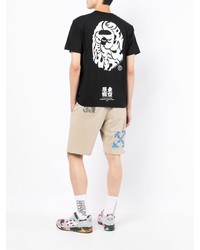 schwarzes bedrucktes T-Shirt mit einem Rundhalsausschnitt von A Bathing Ape