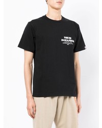 schwarzes bedrucktes T-Shirt mit einem Rundhalsausschnitt von A Bathing Ape