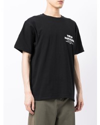 schwarzes bedrucktes T-Shirt mit einem Rundhalsausschnitt von A Bathing Ape