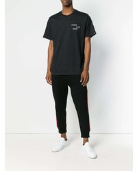 schwarzes bedrucktes T-Shirt mit einem Rundhalsausschnitt von rag & bone