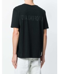 schwarzes bedrucktes T-Shirt mit einem Rundhalsausschnitt von Helmut Lang