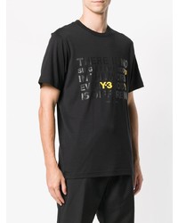 schwarzes bedrucktes T-Shirt mit einem Rundhalsausschnitt von Y-3