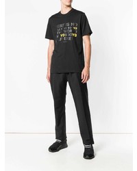 schwarzes bedrucktes T-Shirt mit einem Rundhalsausschnitt von Y-3