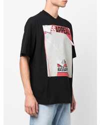 schwarzes bedrucktes T-Shirt mit einem Rundhalsausschnitt von Diesel