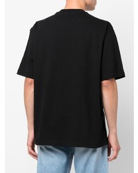 schwarzes bedrucktes T-Shirt mit einem Rundhalsausschnitt von Diesel