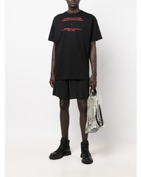 schwarzes bedrucktes T-Shirt mit einem Rundhalsausschnitt von Raf Simons