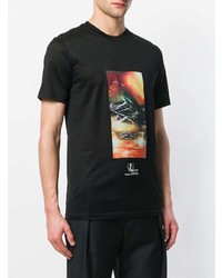 schwarzes bedrucktes T-Shirt mit einem Rundhalsausschnitt von Lanvin