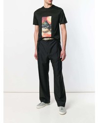 schwarzes bedrucktes T-Shirt mit einem Rundhalsausschnitt von Lanvin