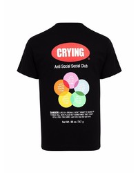 schwarzes bedrucktes T-Shirt mit einem Rundhalsausschnitt von Anti Social Social Club