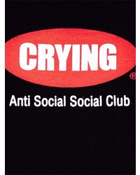 schwarzes bedrucktes T-Shirt mit einem Rundhalsausschnitt von Anti Social Social Club