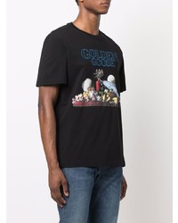 schwarzes bedrucktes T-Shirt mit einem Rundhalsausschnitt von Golden Goose