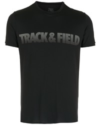 schwarzes bedrucktes T-Shirt mit einem Rundhalsausschnitt von Track & Field