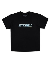 schwarzes bedrucktes T-Shirt mit einem Rundhalsausschnitt von Travis Scott Astroworld