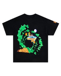 schwarzes bedrucktes T-Shirt mit einem Rundhalsausschnitt von Travis Scott Astroworld