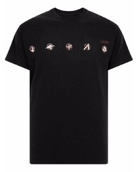 schwarzes bedrucktes T-Shirt mit einem Rundhalsausschnitt von Travis Scott